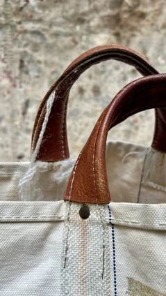Vintage Canvas Tote Bag with Hand Painted Mythological Archer