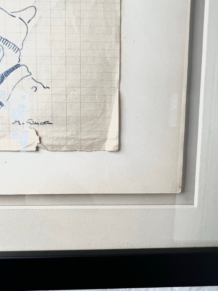 Vintage Framed Uniformed Man Sketch