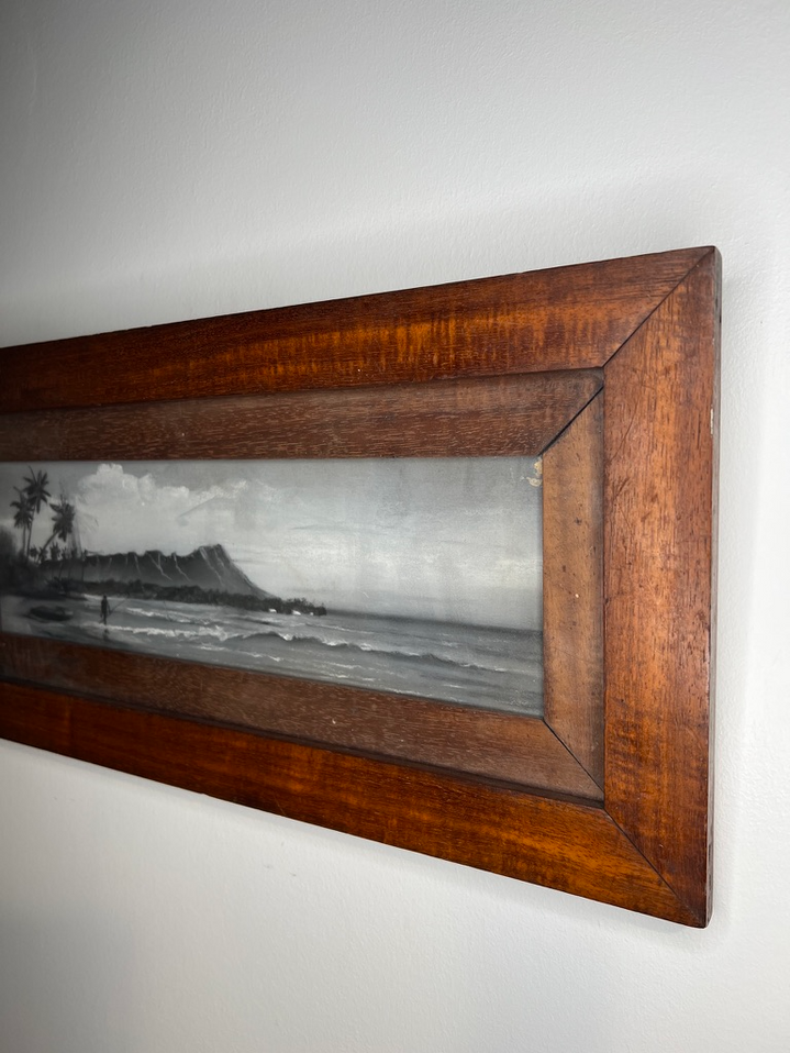 (SOLD) Vintage Double Framed Charcoal Beach Scene