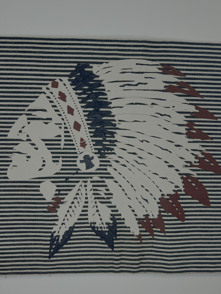 Hand Painted Indigenous Chief on Ticking Fabric