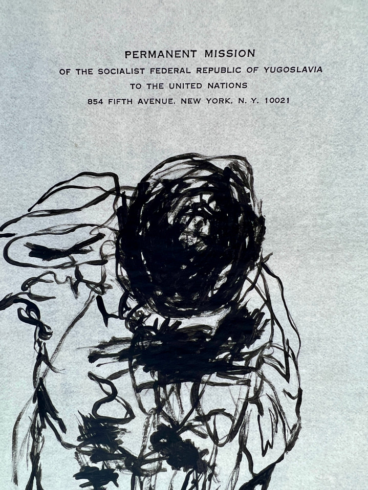 Hand Painted Male Figure on Vintage Paper