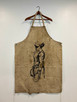 Vintage Canvas Apron with Hand Painted Boxer Art