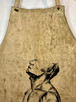 Vintage Canvas Apron with Hand Painted Boxer Art