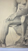 Antique Charcoal Sketch Male Figure Seated