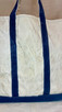 Vintage Canvas Tote Bag with Blue Straps and Painted Red Octopus