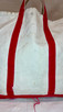 Vintage Canvas Tote with Red Handles, Red Trim and Hand Painted Blue Lobster