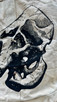 Vintage Canvas Tote Bag with Hand Painted Mammoth Skull