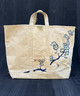 Vintage Canvas Bag w/ Hand Painted Blue Cherry Blossoms