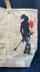 Vintage Canvas Tote Bag w/ Hand Painted Indigenous Warrior