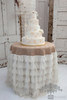 Couture Dreams Chichi Ivory Cascading Tulle Petal with Jute Tablecloth Wedding Cake Table