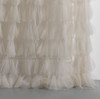 Chichi Ivory Cascading Tulle Petal with Natural Jute Header Window Curtain, Bottom View