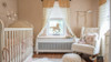 Chichi Ivory Cascading Tulle Petal with Natural Jute Header Window Curtain, Room Designed by Lucas Lullby 