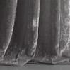 Luscious Grey Platinum Silk Velvet with Natural/Tan Jute Header Window Curtain Detail