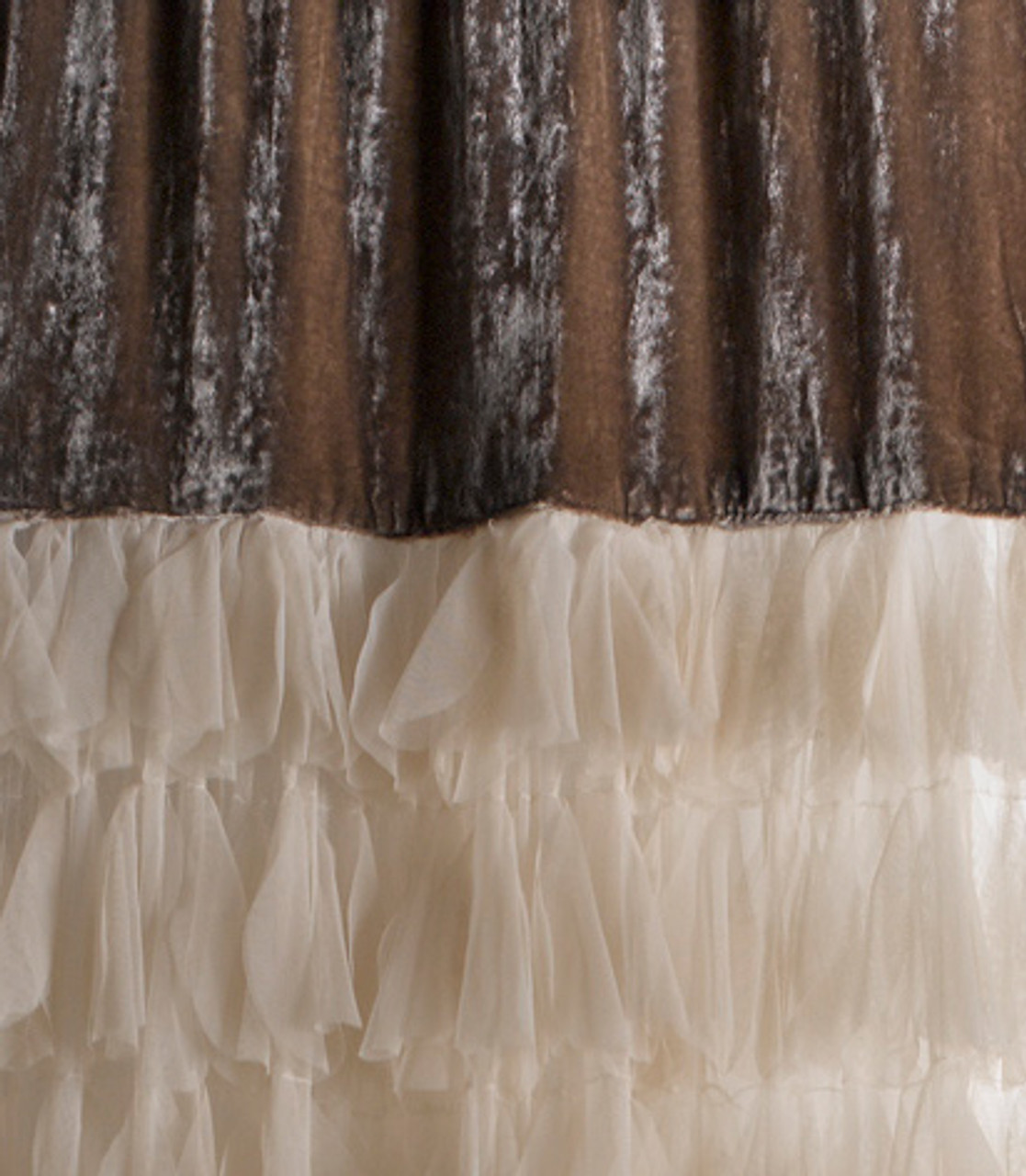 Ivory Chichi Petal with Silk Velvet Header Window Curtain | Couture Dreams