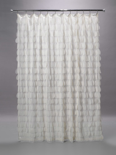 Chichi Ivory Cascading Tulle Petal Shower Curtain | Couture Dreams Chichi Ivory Cascading Tulle Petal Shower Curtain | Couture Dreams