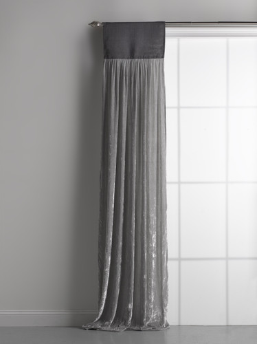 Couture Dreams Luscious Platinum Silk Velvet Window Curtain Single