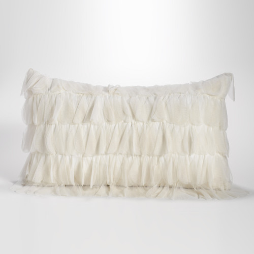Couture Dreams Chichi Ivory Cascading Tulle Petal Decorative Throw Pillow