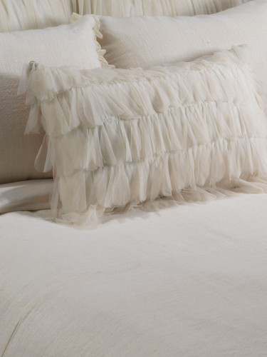 Couture Dreams Chichi Ivory Cascading Tulle Petal Decorative Throw Pillow Lifestyle Image