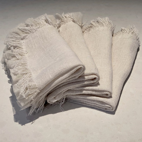 Set of 4 Whisper Ivory Linen Napkins 
