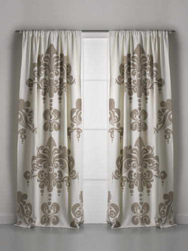 Couture Dreams Enchantique Ivory Sand Cotton Window Curtain Pair with rod pocket