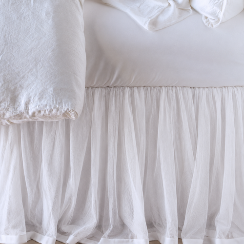 Whisper White 21" Gathered Tulle Bed Skirt