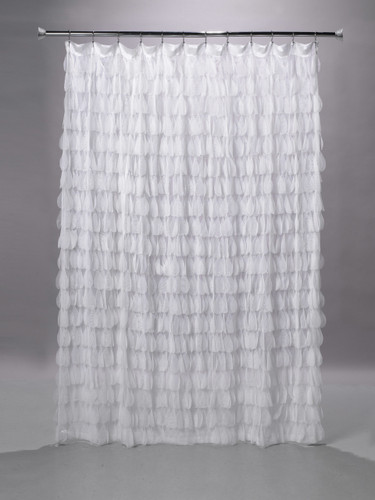 Chichi White Cascading Tulle Petal Shower Curtain | Couture Dreams Chichi White Cascading Tulle Petal Shower Curtain | Couture Dreams