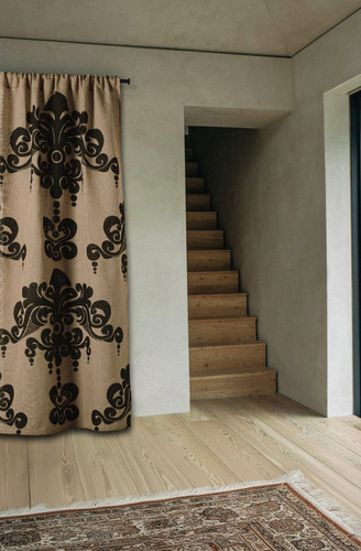 Couture Dreams Enchantique Natural Jute Damask Window Curtain Lifestyle