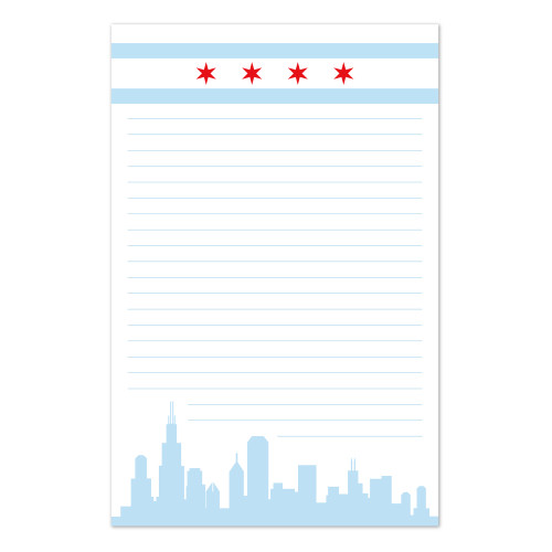 Manage Your Tasks and Notes with Our Premium Illustrated Notepads Featuring a Chicago flag Design.