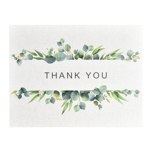 Express your gratitude in style with our elegantly crafted A2 Thank you Greeting Card. From its shimmery pearl accents to the luxurious heavy paper stock and delicate Leafy design, this USA-made card is sure to make a lasting impression.
