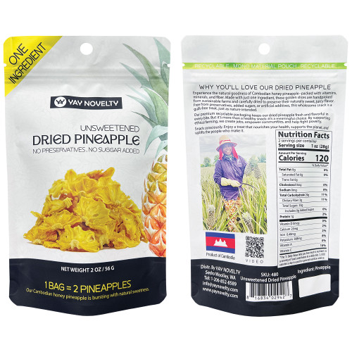 YAY NOVELTY Unsweetened Dried Pineapple 2oz
