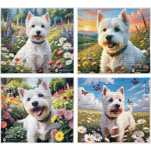YAY NOVELTY Eco-Friendly Reusable Swedish Dishcloth, Westie design