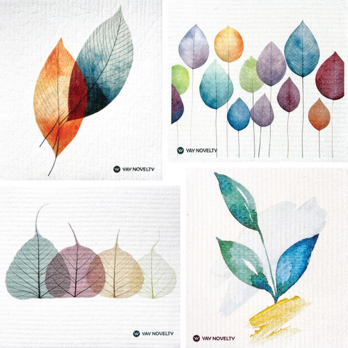 YAY NOVELTY Eco-Friendly Reusable Swedish Dishcloth, Leaf Whisper design