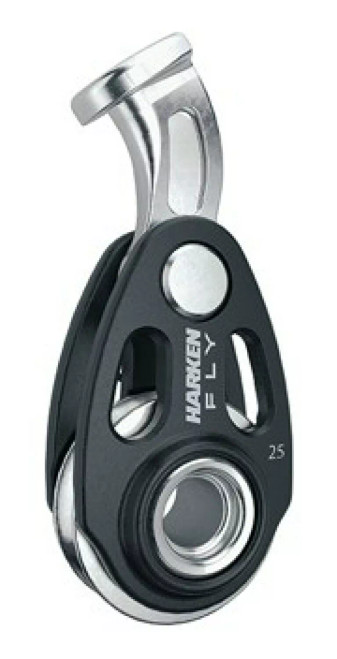 Harken 25mm Fly Block – ILCA Vang Top Block
Engineered for maximum strength with minimal weight, the new Harken 25mm Fly Block delivers big power in an ultra‑efficient, low‑drag design. Its compact size and aerodynamic profile make it the ideal ILCA Vang Top Block.

The Fly Block’s stainless steel ball bearings run in stainless races for maximum durability and smooth performance. A uniquely shaped and angled pin keeps the block securely in place, even when there’s zero line tension.

Specifications:

Sheave size: 25 mm
Length: 65 mm
Weight: 43 g
Maximum line size: 5 mm
Maximum working load: 275 kg
Breaking load: 550 kg
Would you like me to make it sound more technical and datasheet-style, or more marketing-oriented (like for an online retail listing)?



Harken Highload ILCA Vang Block