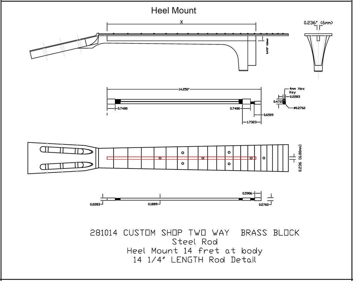 Guitar Truss Rod two way dual action, Custom Shop with brass and