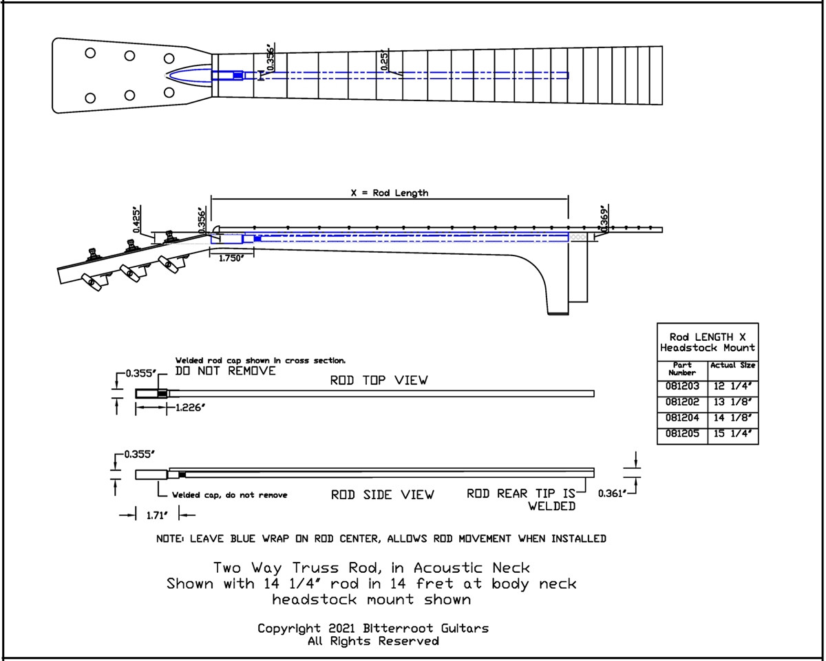 Truss Rod two way 13 1/8