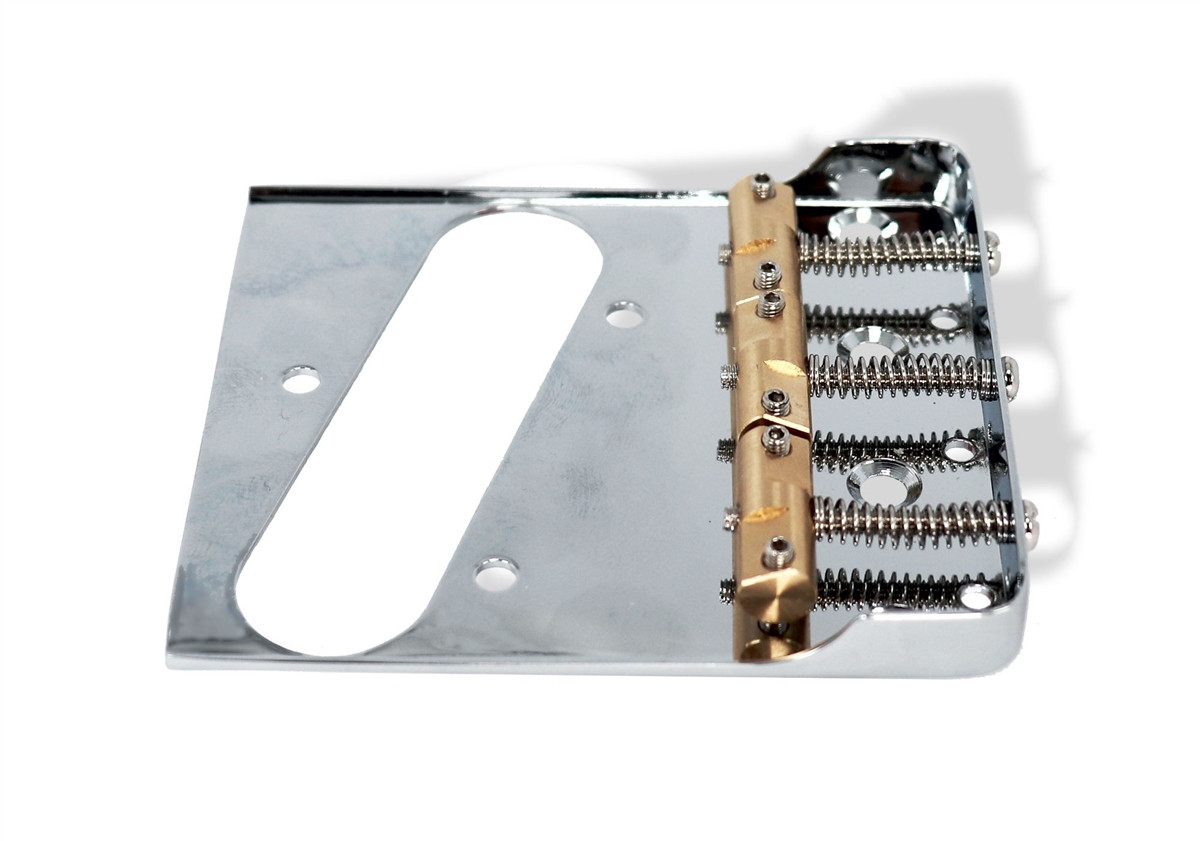 Quality Chrome Bridge Tele Ashtray Style Compensated Brass Saddles