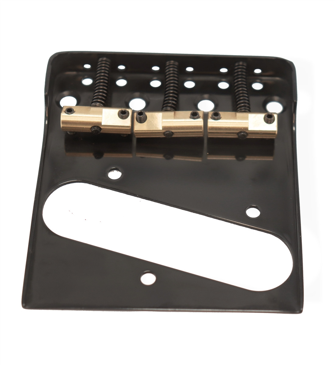 Quality Black Bridge Tele Ashtray Style Compensated Brass Saddles