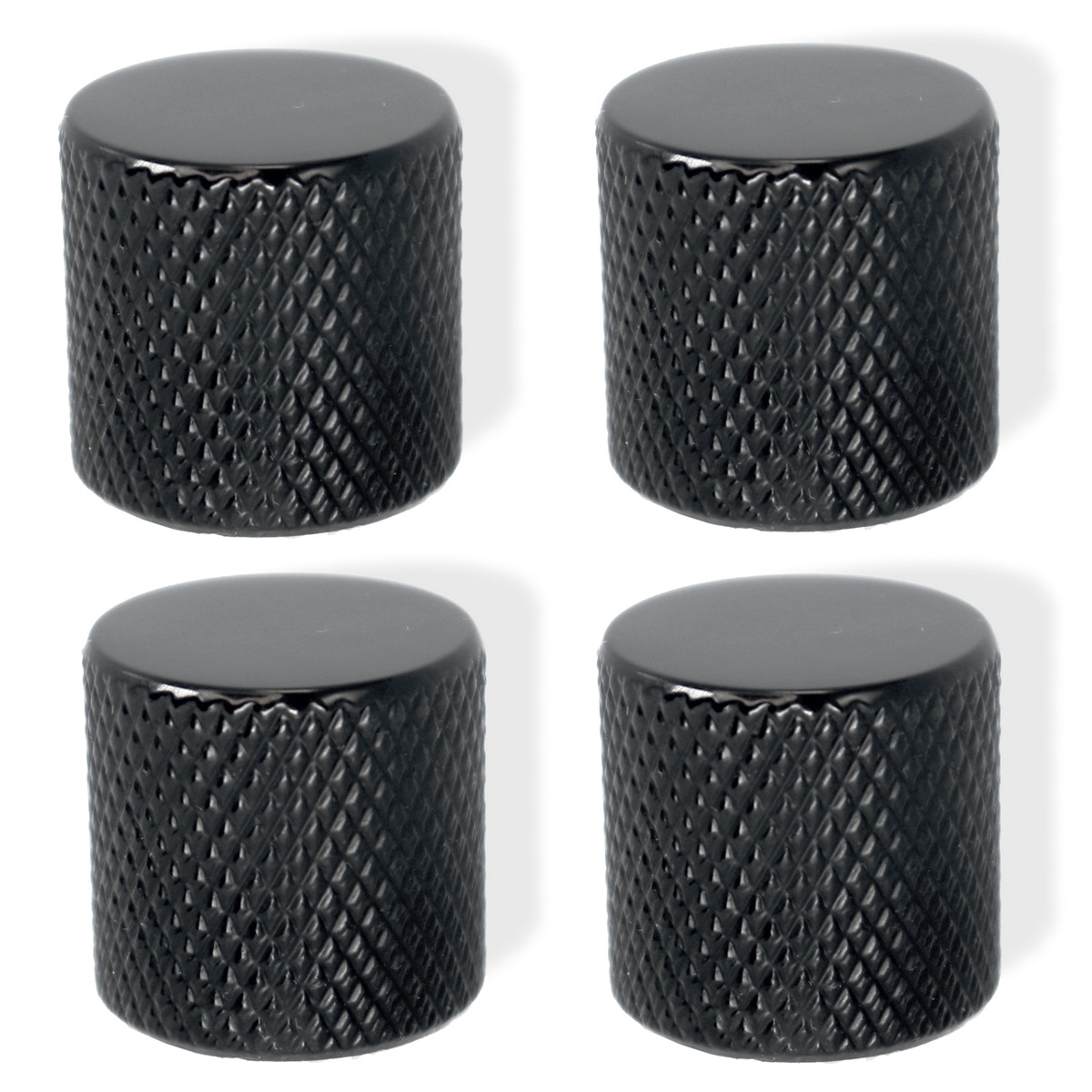 Knob push on 6mm black knurled side set of 4