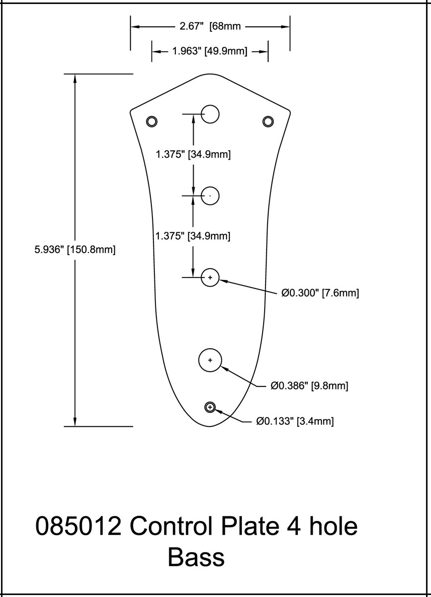 Control plate for bass guitar chrome