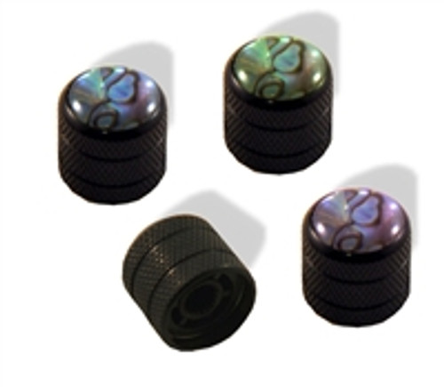 Knob Push on 6mm Black w Abalone 4 pack