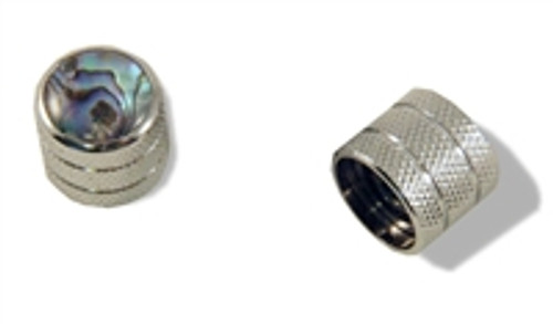 Knob Push on 6mm Chrome with Abalone Cap Set of 2