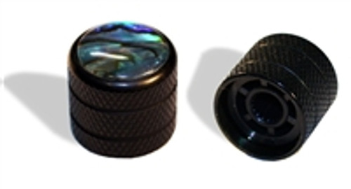 Knob Push on 6mm Black w Abalone 2 pack