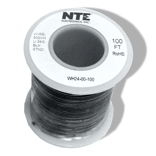 Wire Hookup 24 Gauge 100 ft stranded black coating