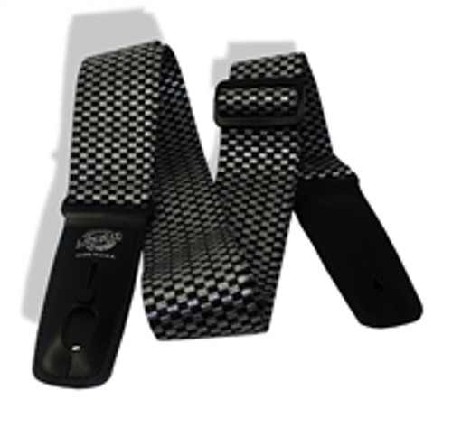 Guitar Strap, Lock-it 2", Silver Checker, Poly Web, US Made with Locking Ends