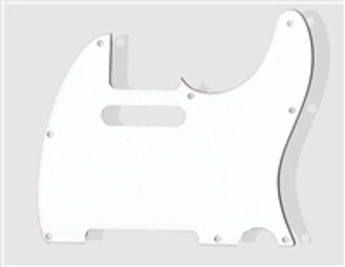 Pickguard to fit Tele Single Coil 8 hole 1 Ply Gloss White RH