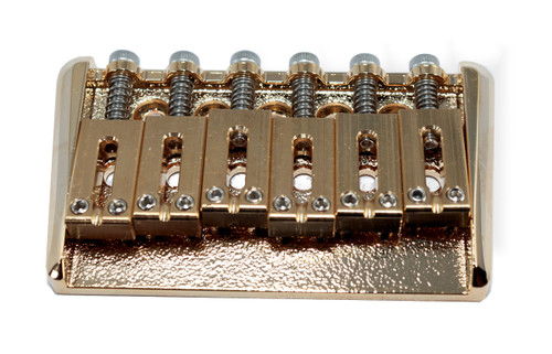 Guitar Hardtail Bridge, Modern, Gold Finish,, 52.5mm spread