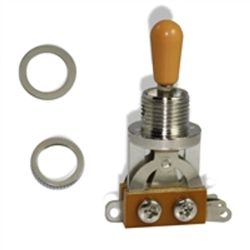 Toggle 3 way Switch Black knob. Angle Switchcraft 12015X