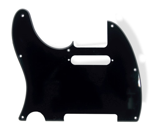 Pickguard to fit Tele Single Coil 8 hole 1 Ply Gloss Black Left Hand