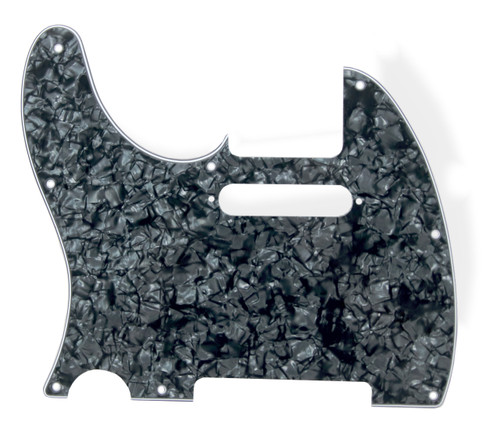 Pickguard to fit Tele Single Coil 8 hole 3 Ply Black Pearloid Left Hand