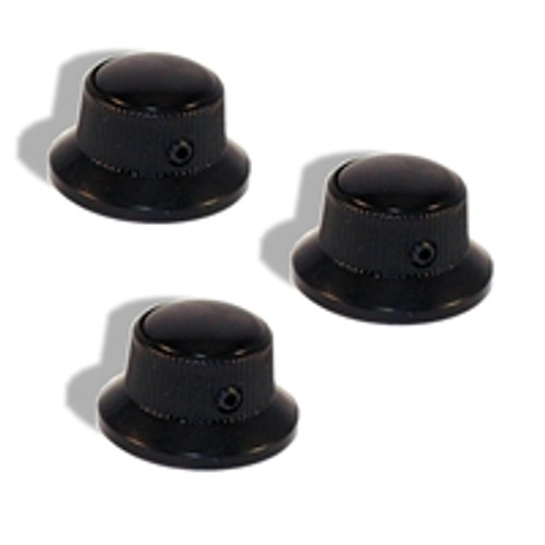 Knob Screw Hat Type 6mm Black with Black Pearl Cap 3 pack